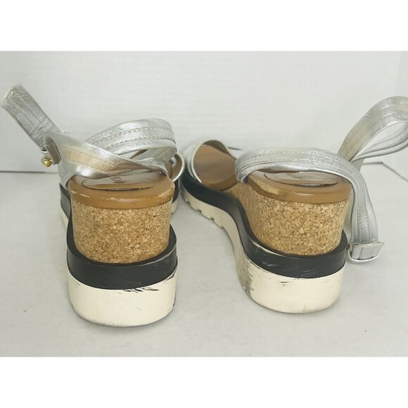 See By Chloe Glyn Platform Sandal Womens 39 US 8 Metallic Silver Espadrilles - Picture 6 of 11